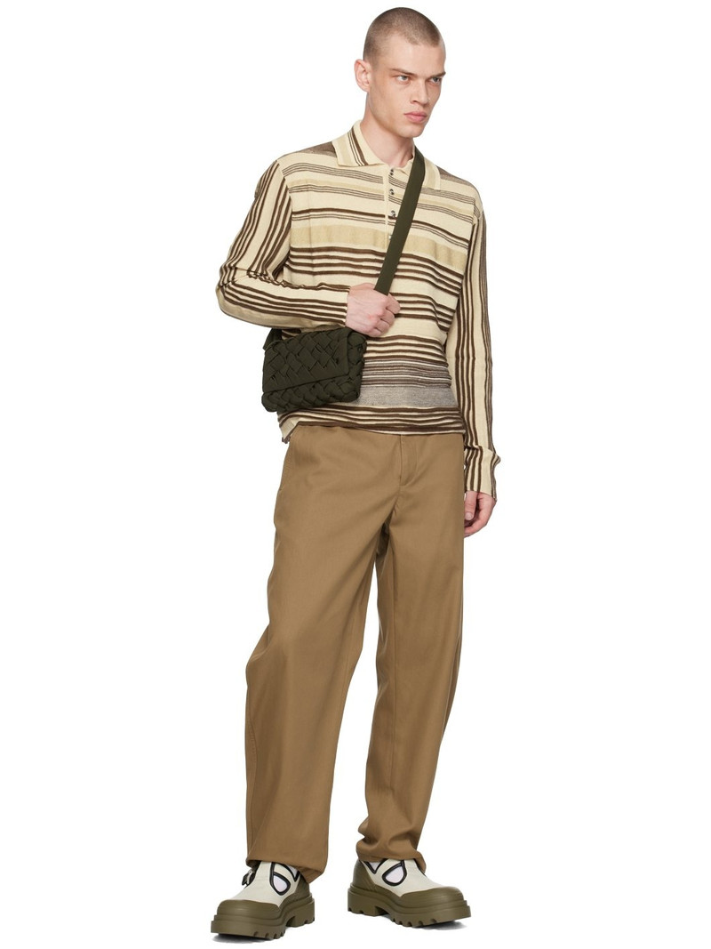 Bottega Veneta Beige & Brown Striped Polo outlook