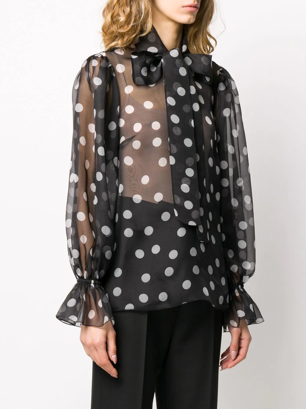 chiffon polka dot blouse - 3