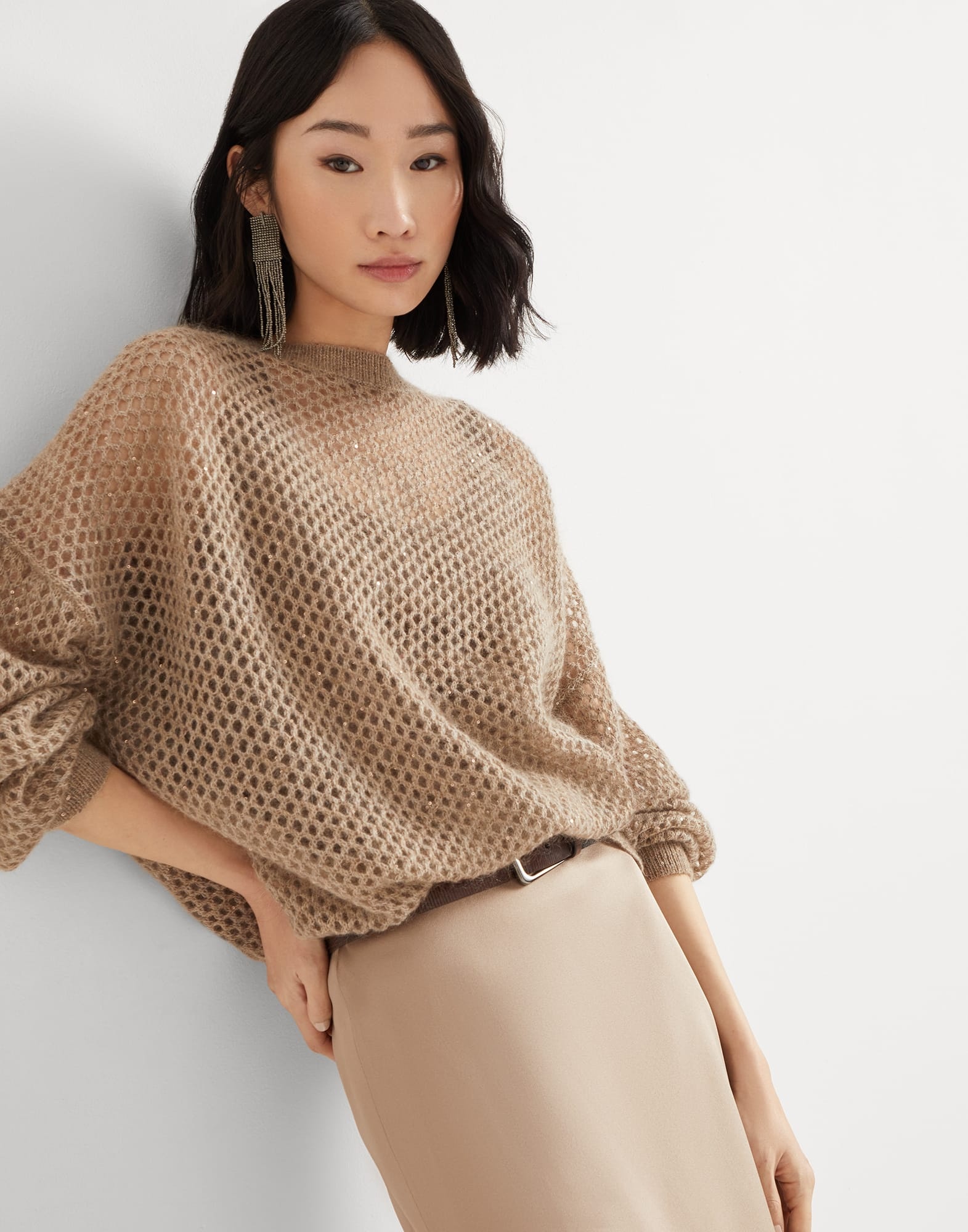 Mohair, cotton and wool dazzling mesh sweater - 4