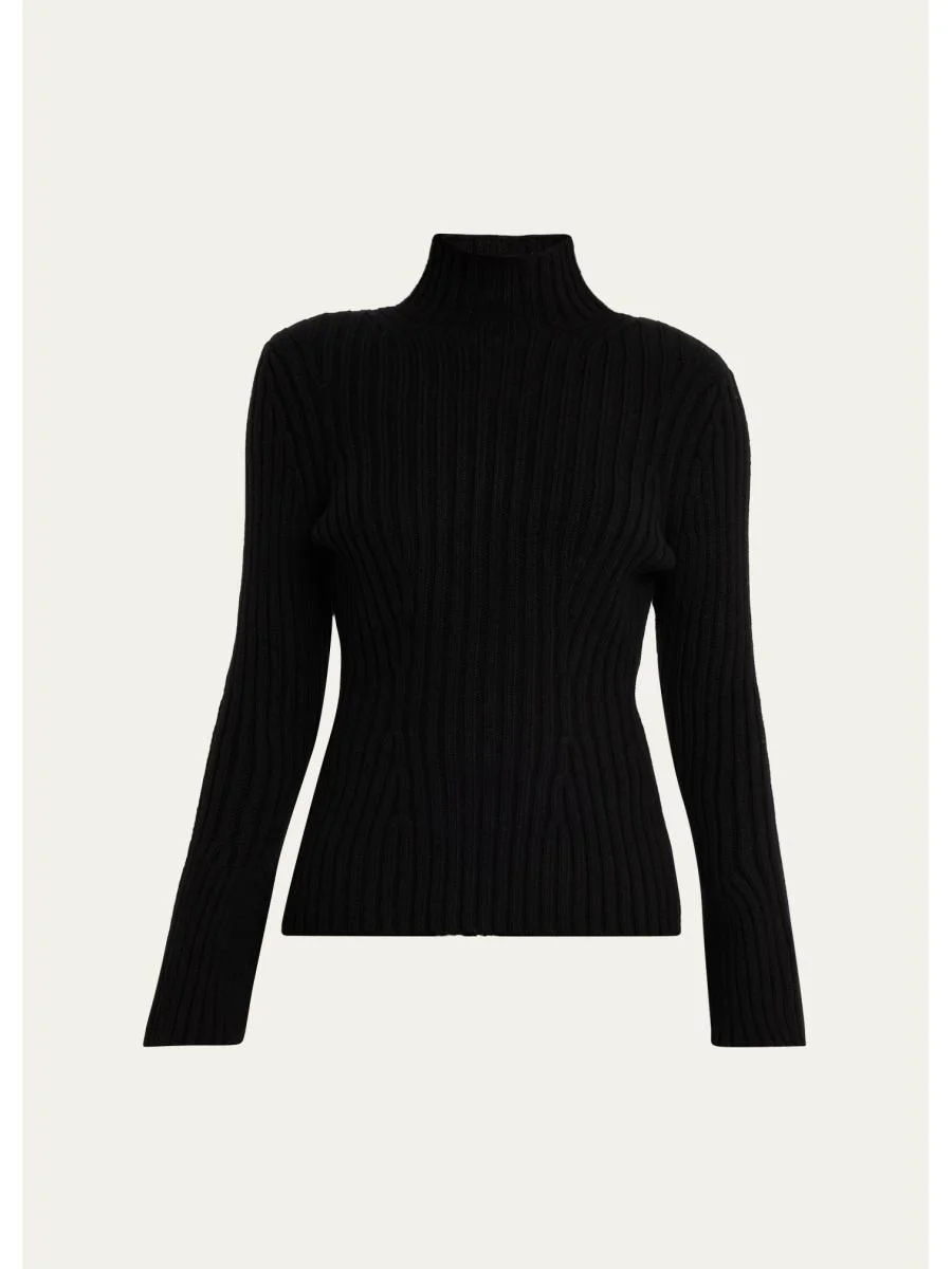 Ribbed Bell-Sleeve Sweater - 1