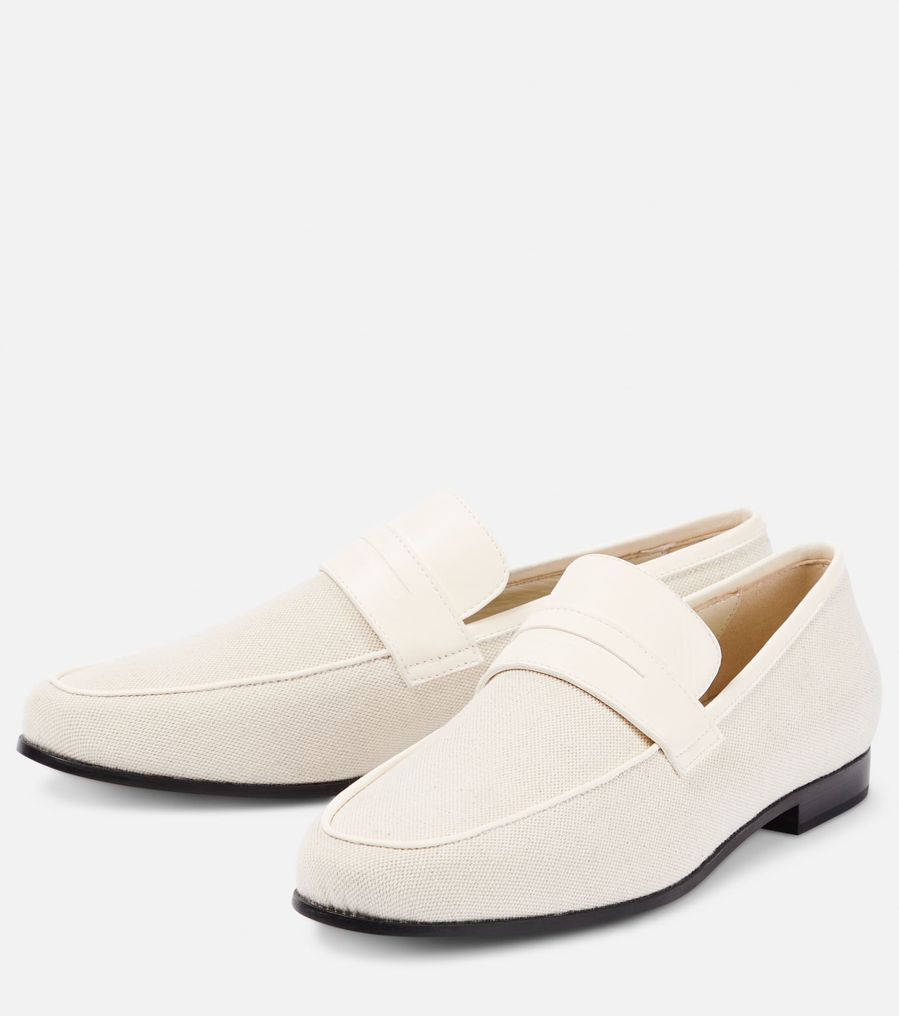 The Canvas leather-trimmed loafers - 5