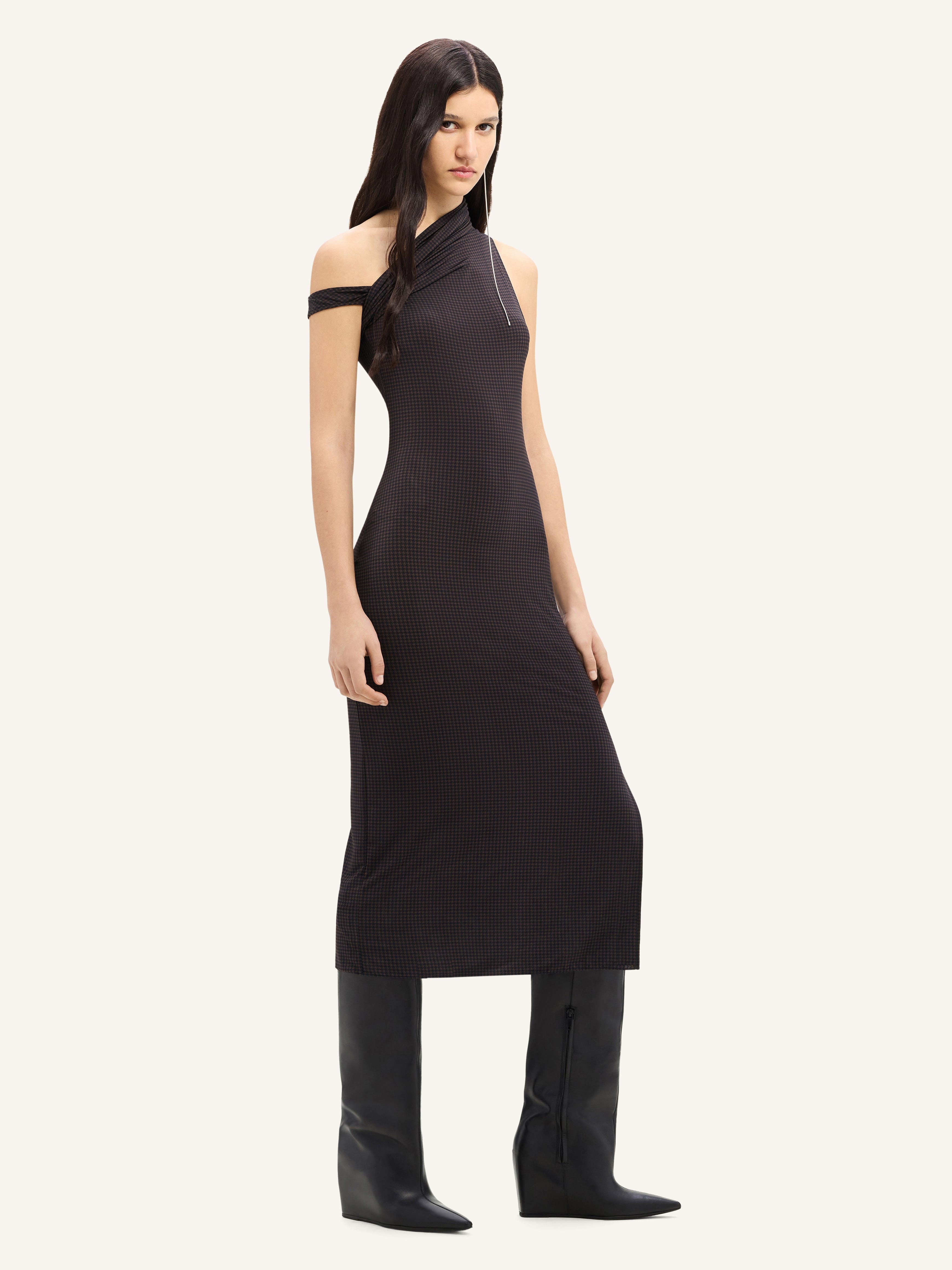 HOUNDSTOOTH MIDI TWIST DRESS - 3