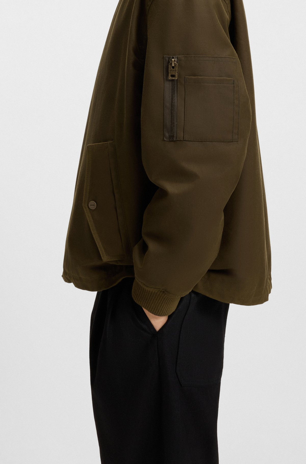WAXED-COTTON BOMBER JACKET WITH ADJUSTABLE HEM - 6
