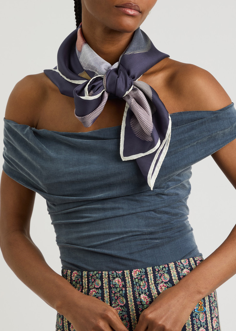 Vivienne Westwood Vivienne Westwood Halftone Orbs Printed Silk-satin Scarf outlook