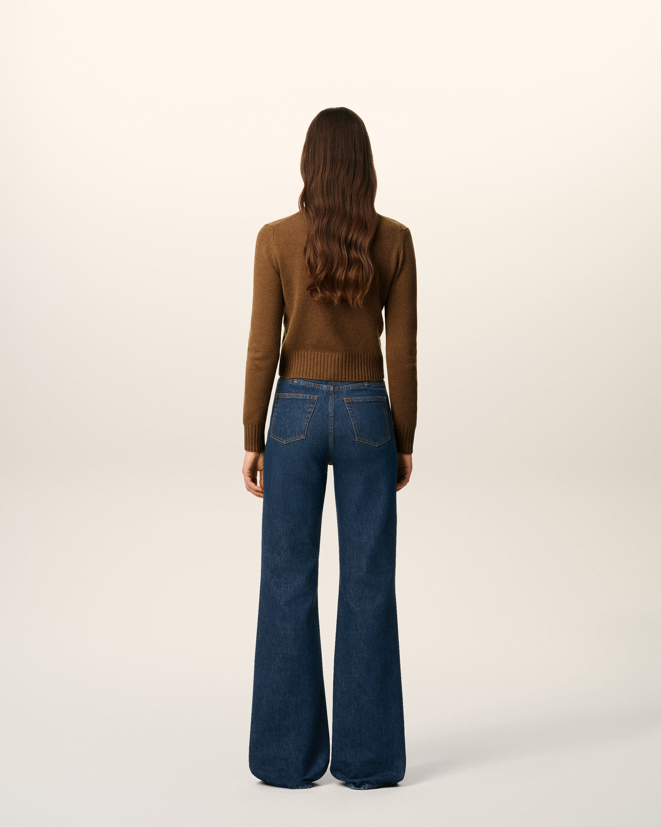 BLUE COTTON FLARE FIT JEANS - 4