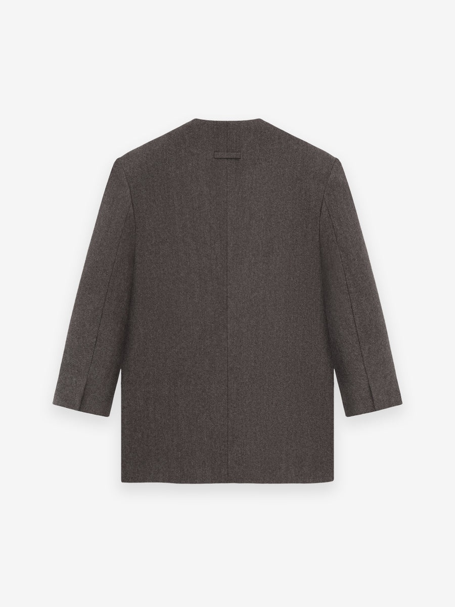 Heavy Wool Lapelless Blazer - 3