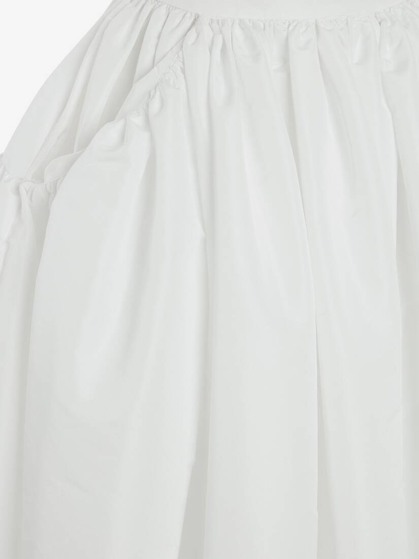 Gathered Midi Skirt in Optical White - 5