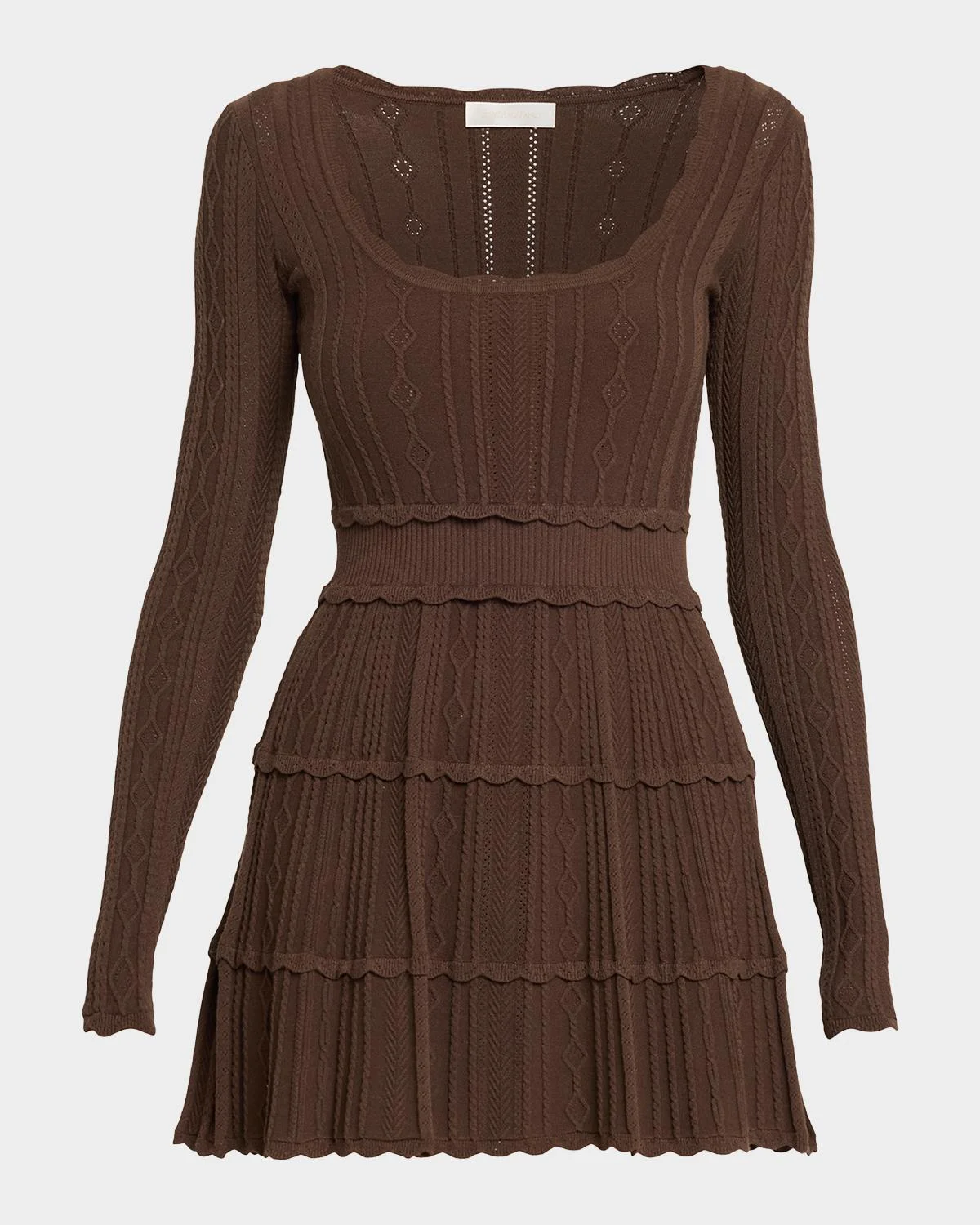 Lunelle Pointelle Knit Long-Sleeve Mini Dress - 1