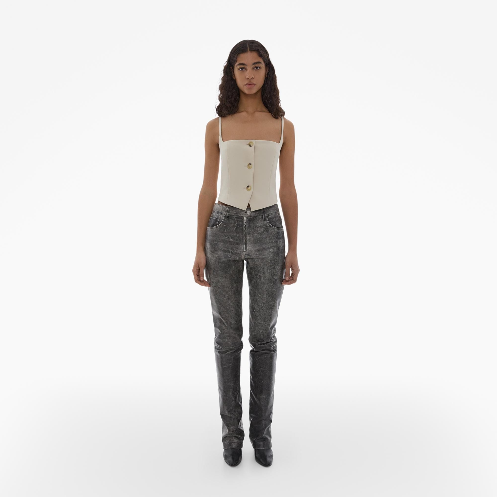 CROPPED STRETCH WOOL BLAZER TOP - 8