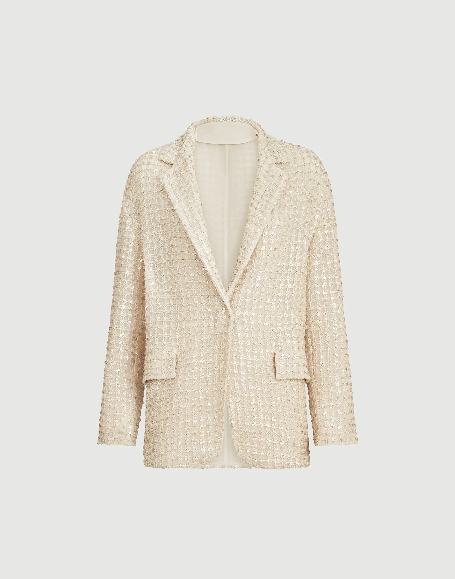 Silk organza blazer with dazzling net embroidery - 1