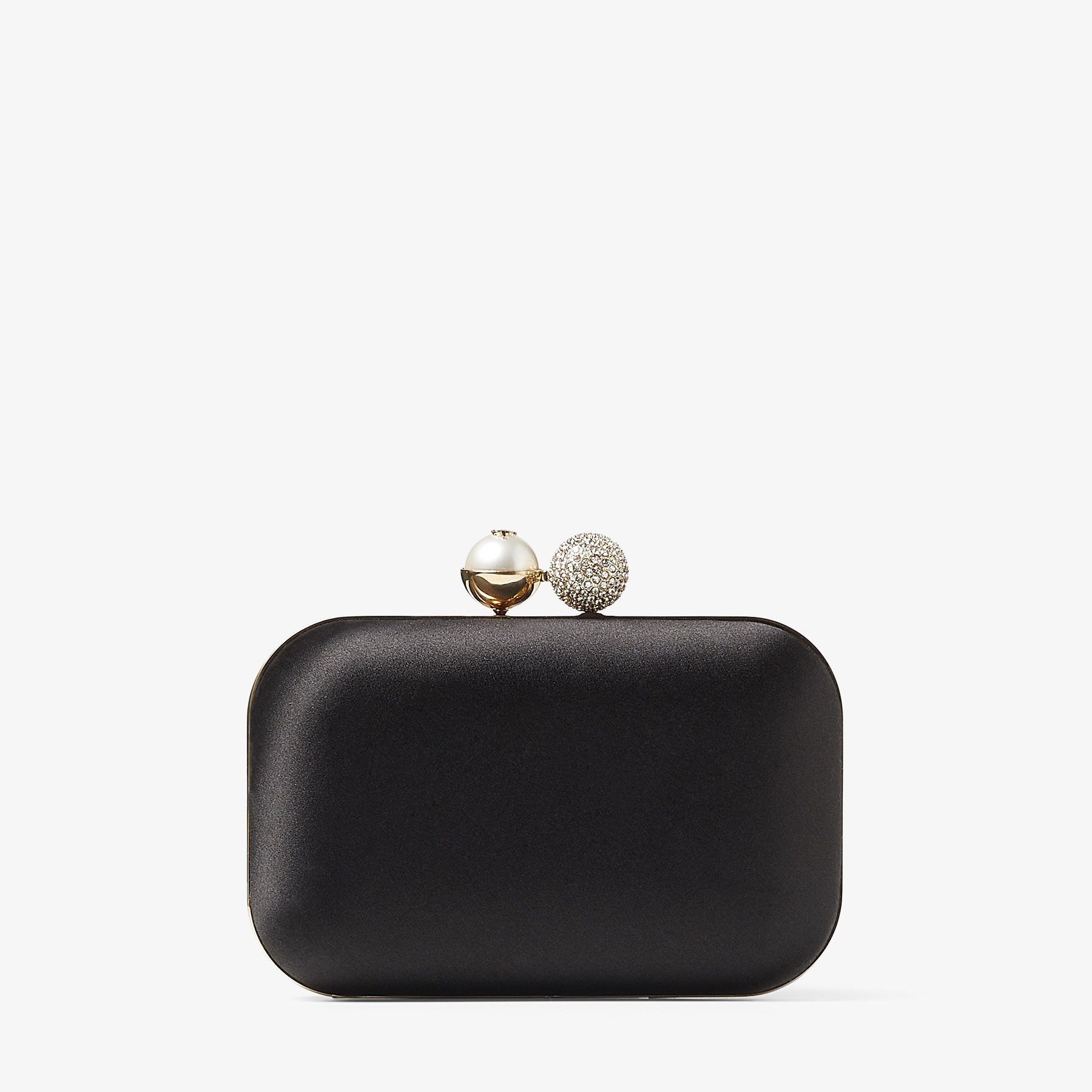 Cloud
Black Satin Clutch Bag with Pearl and Crystal Clasp - 6