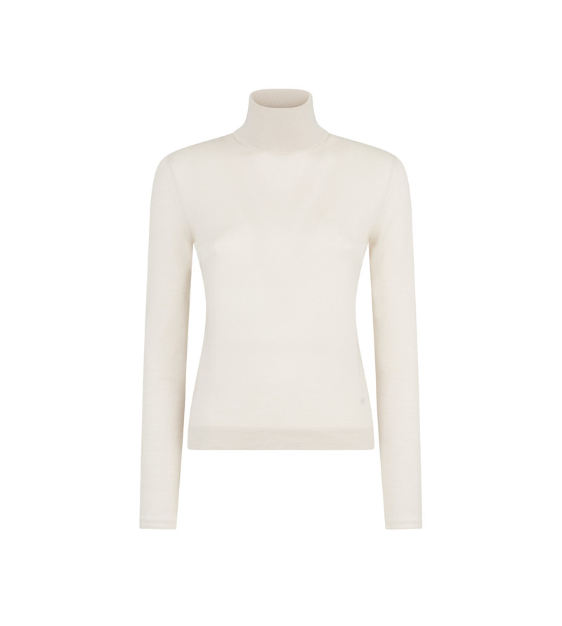 FINE CASHMERE SILK KNIT TURTLENECK TOP 1