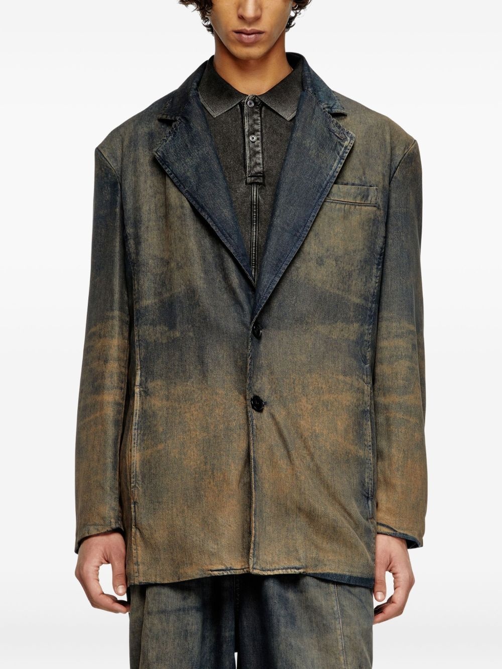 distressed denim blazer - 2