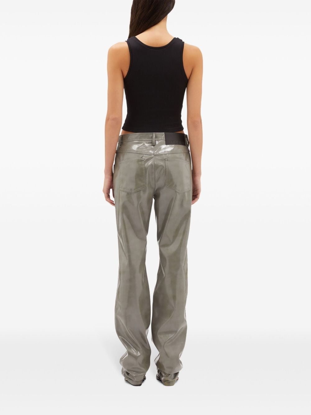 glossy-finish straight-leg trousers - 4