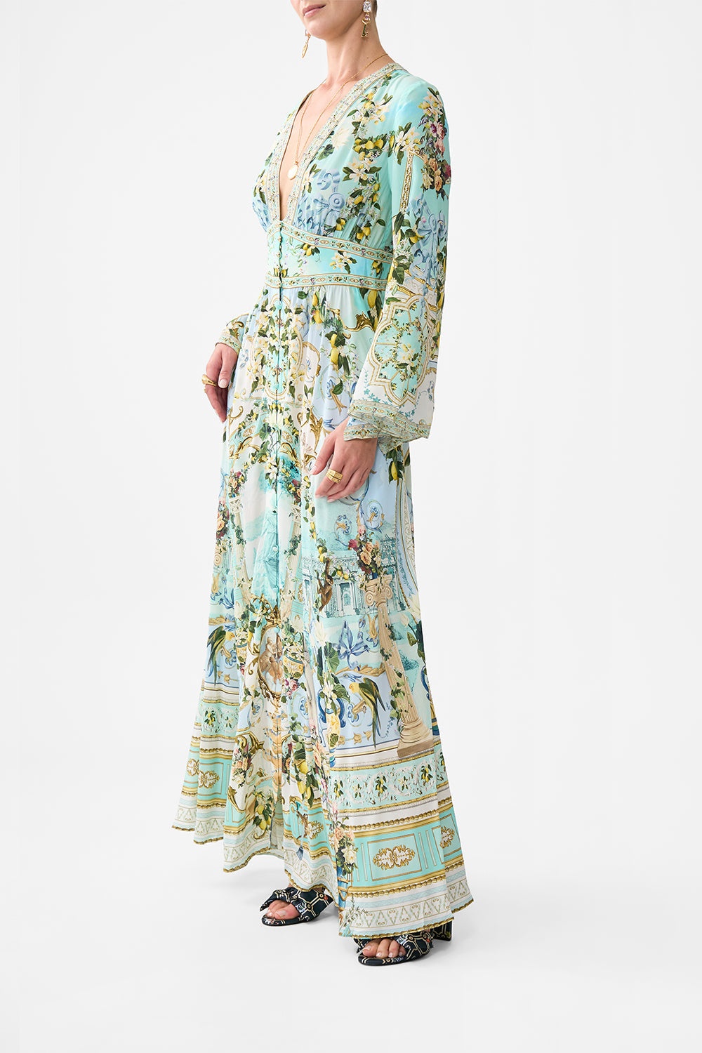 KIMONO SLEEVE DRESS WITH SHIRRING DETAIL - 4