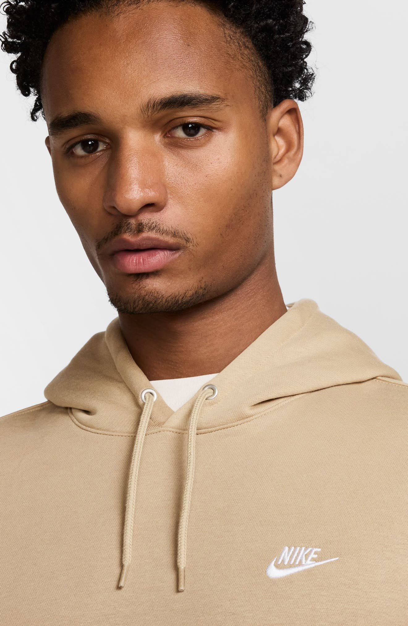 Nike Club Fleece Pullover Hoodie in Parachute Beige/White at Nordstrom - 6