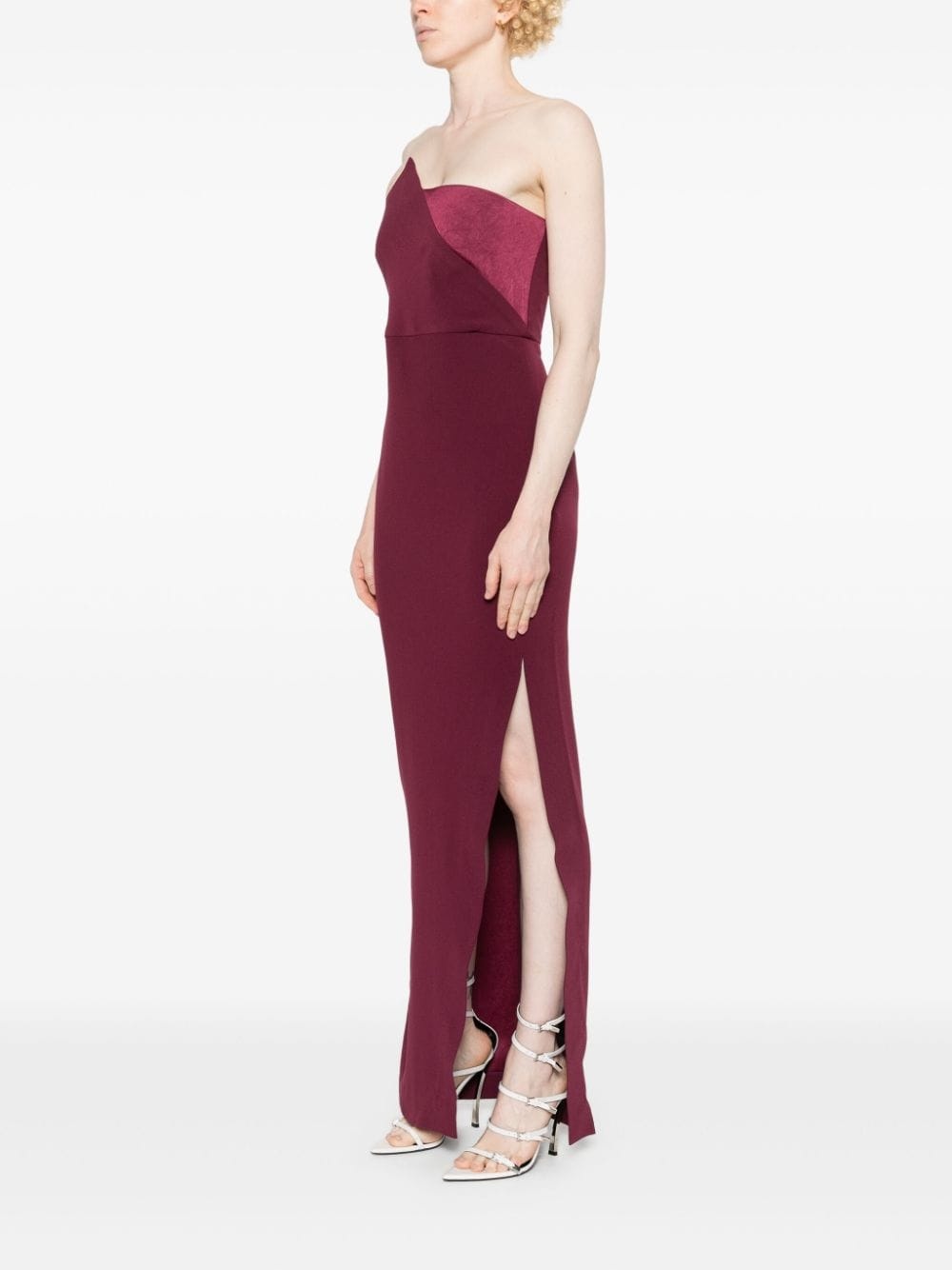 asymmetric crepe gown - 3