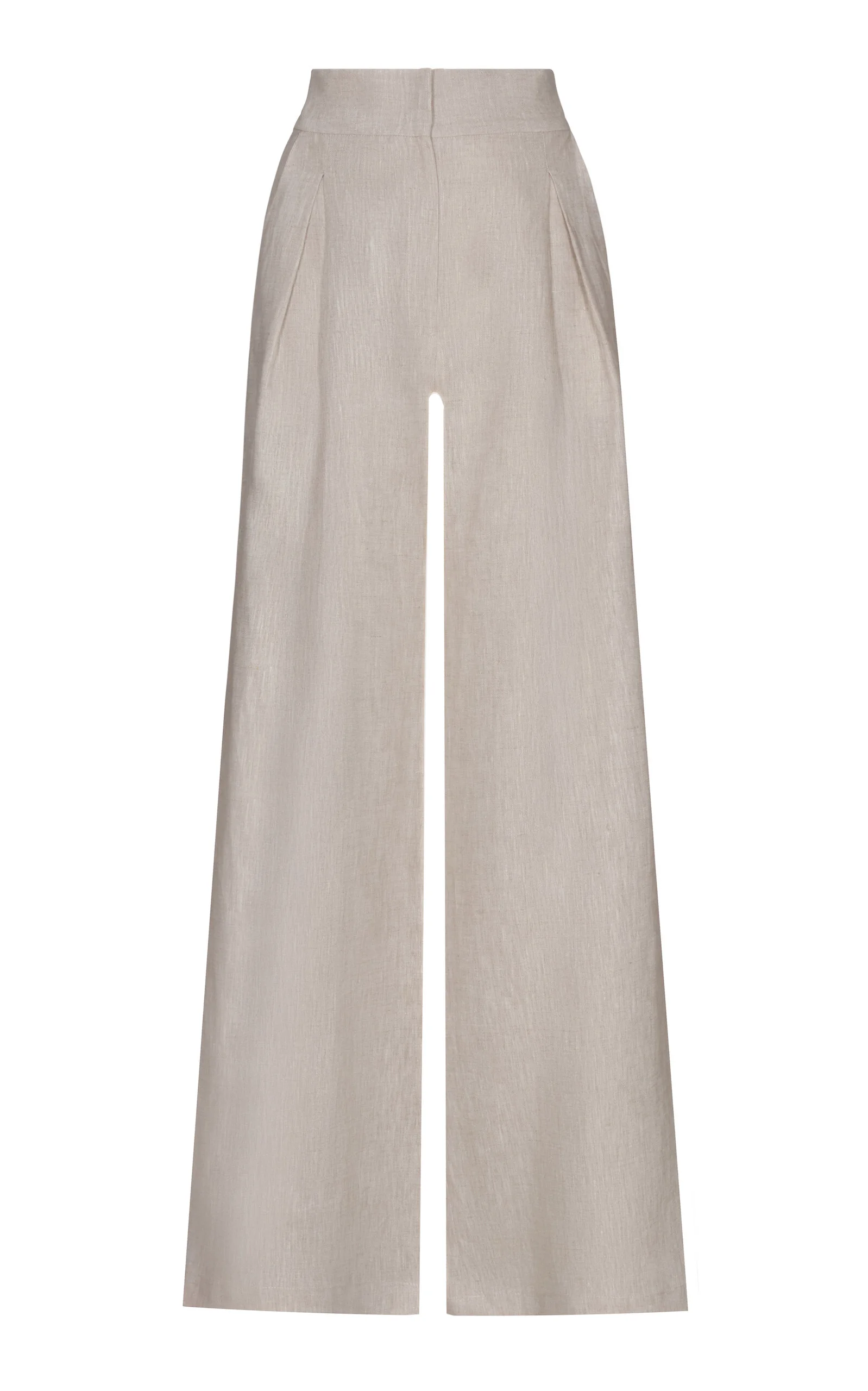 Desperte Pleated Linen Wide-Leg Pants ivory - 1