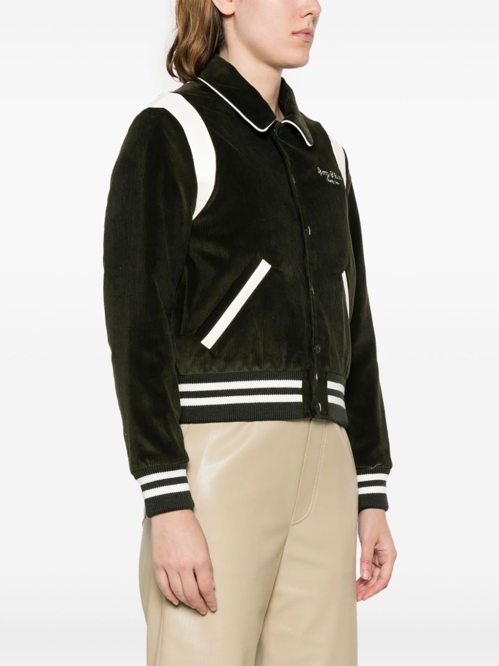 logo-embroidered cotton bomber jacket - 3