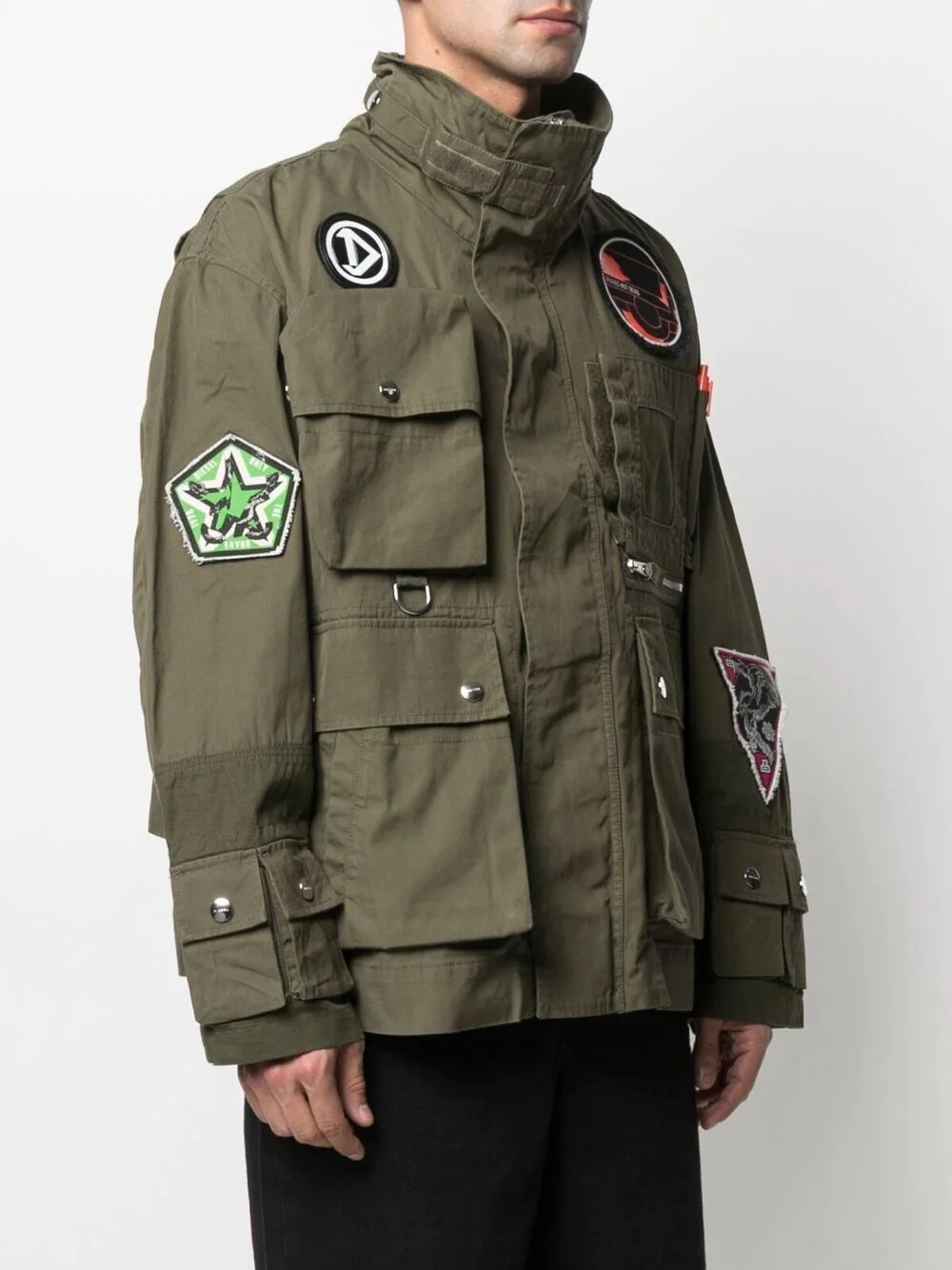 multi-patch military jacket - 3