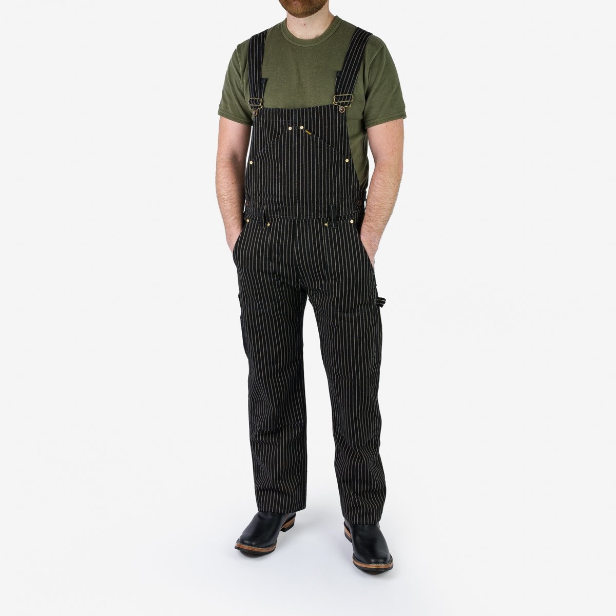 Iron Heart IH-819-BLK 12oz Wabash Double Knee Overalls - Black 