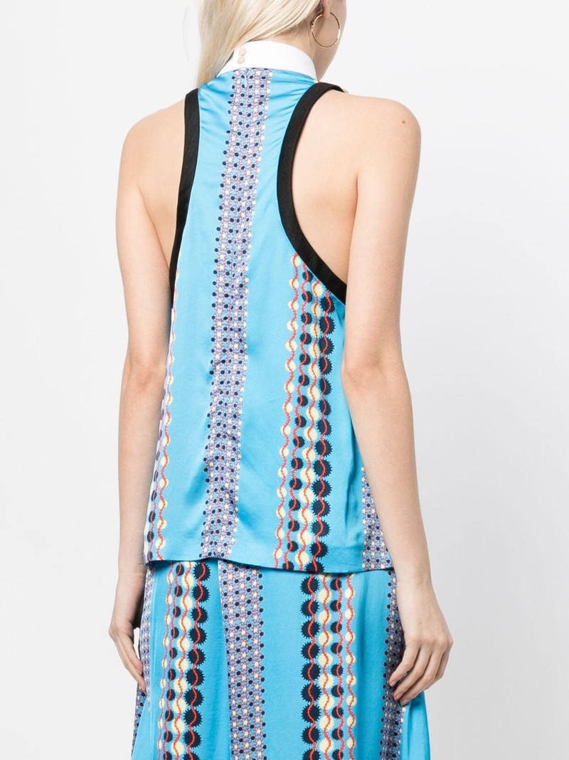 sleeveless satin printed top 4