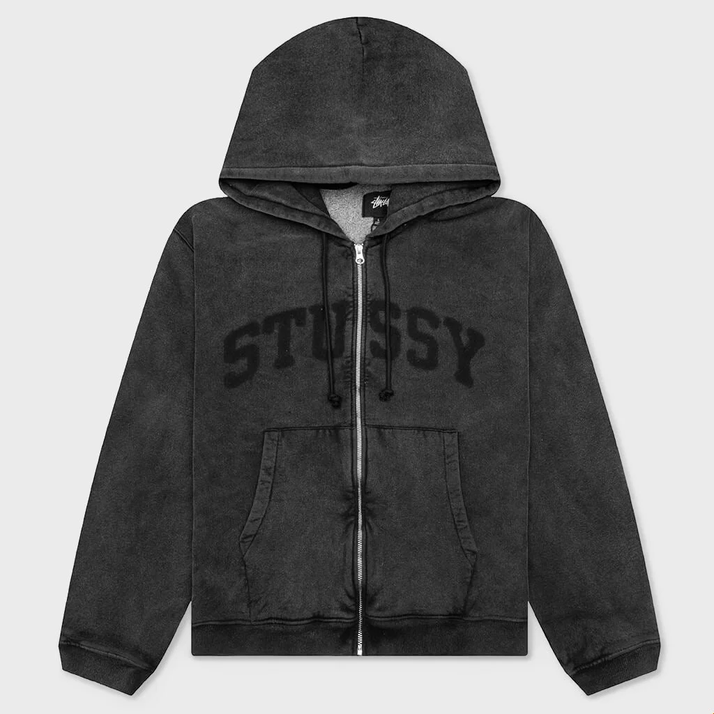 FADED GRAPHIC ZIP HOOD - WASHED BLACK - 1