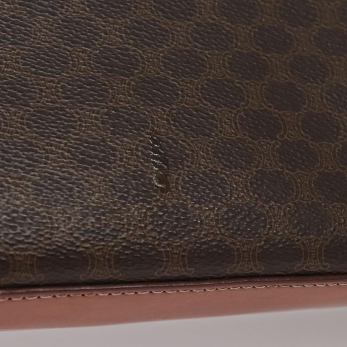 CELINE Macadam Canvas Hand Bag Pvc Leather Brown - 3