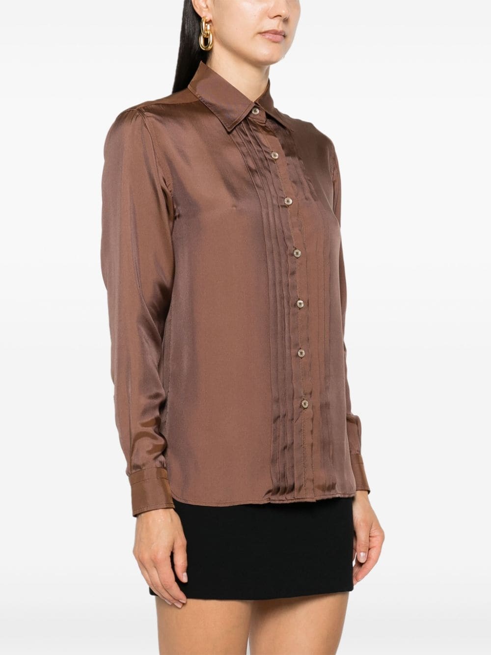 plissé-details twill-weave shirt - 3