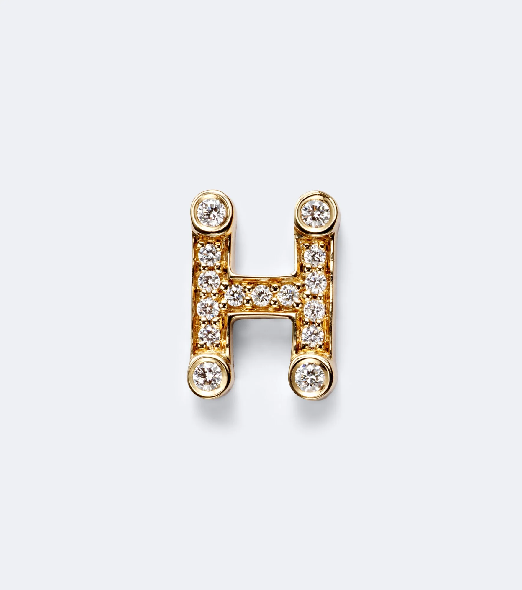Initial Petite H 18kt gold single earring with diamonds - 1