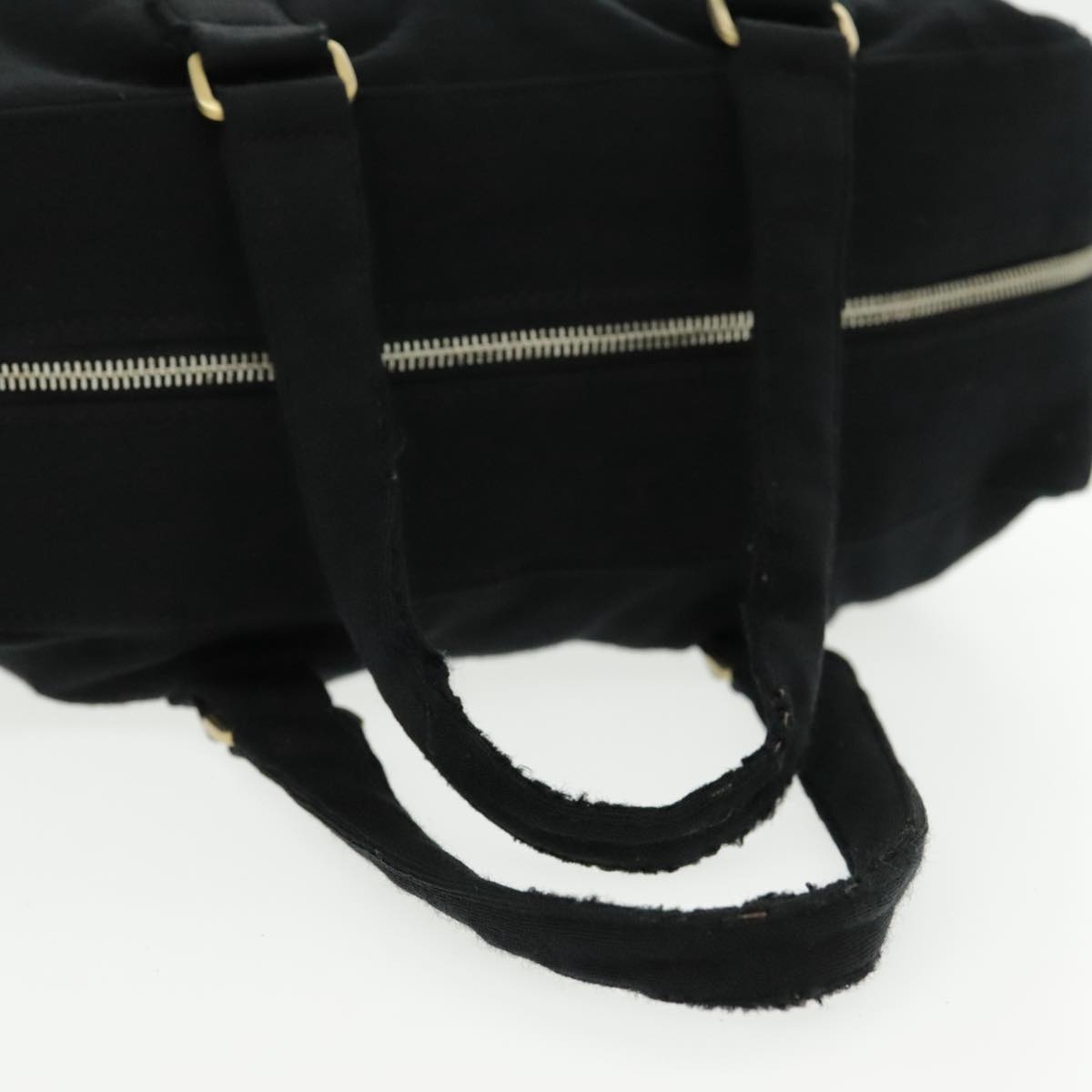 CHANEL Hand Bag Cotton Black Gold CC - 9