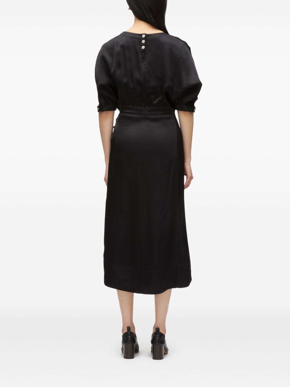 gathered-neckline midi dress - 5