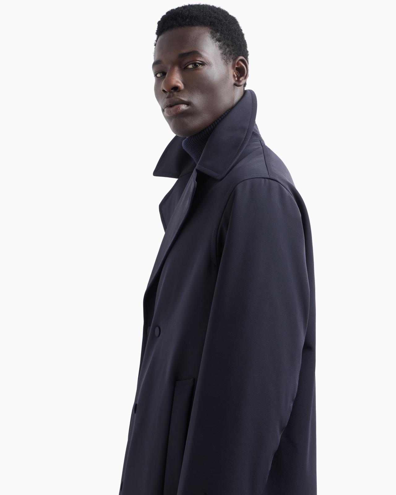 Double-breasted soft-touch nylon trench coat - 6
