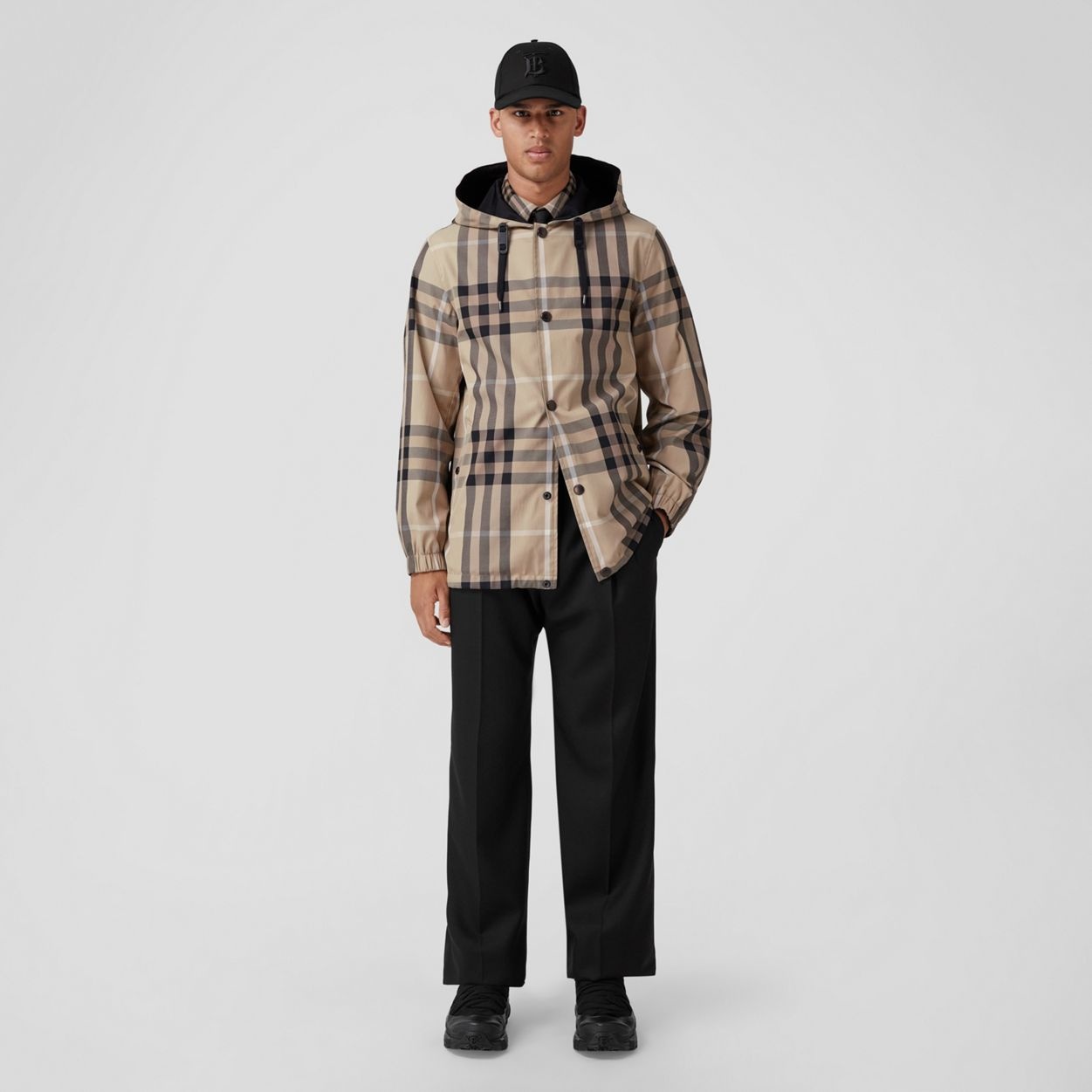 Reversible Check Cotton Blend Hooded Jacket - 5