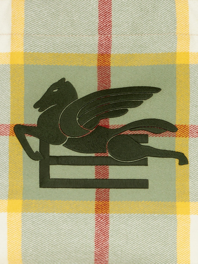 LARGE CHECK JACQUARD SOFT TROTTER TOTE BAG WITH FRINGING 7