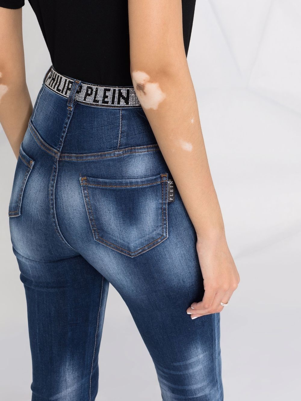 super high waist denim jeggings - 5