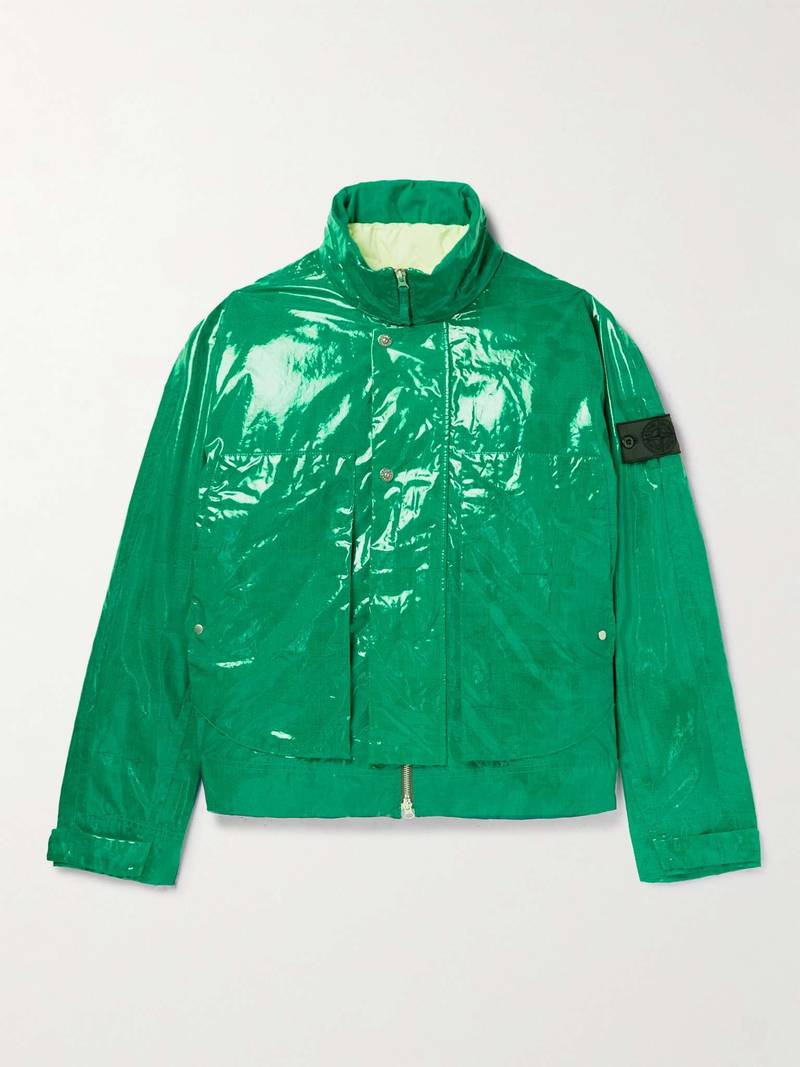 Convertible Layered Glossed-Cotton Hooded Down Jacket 1