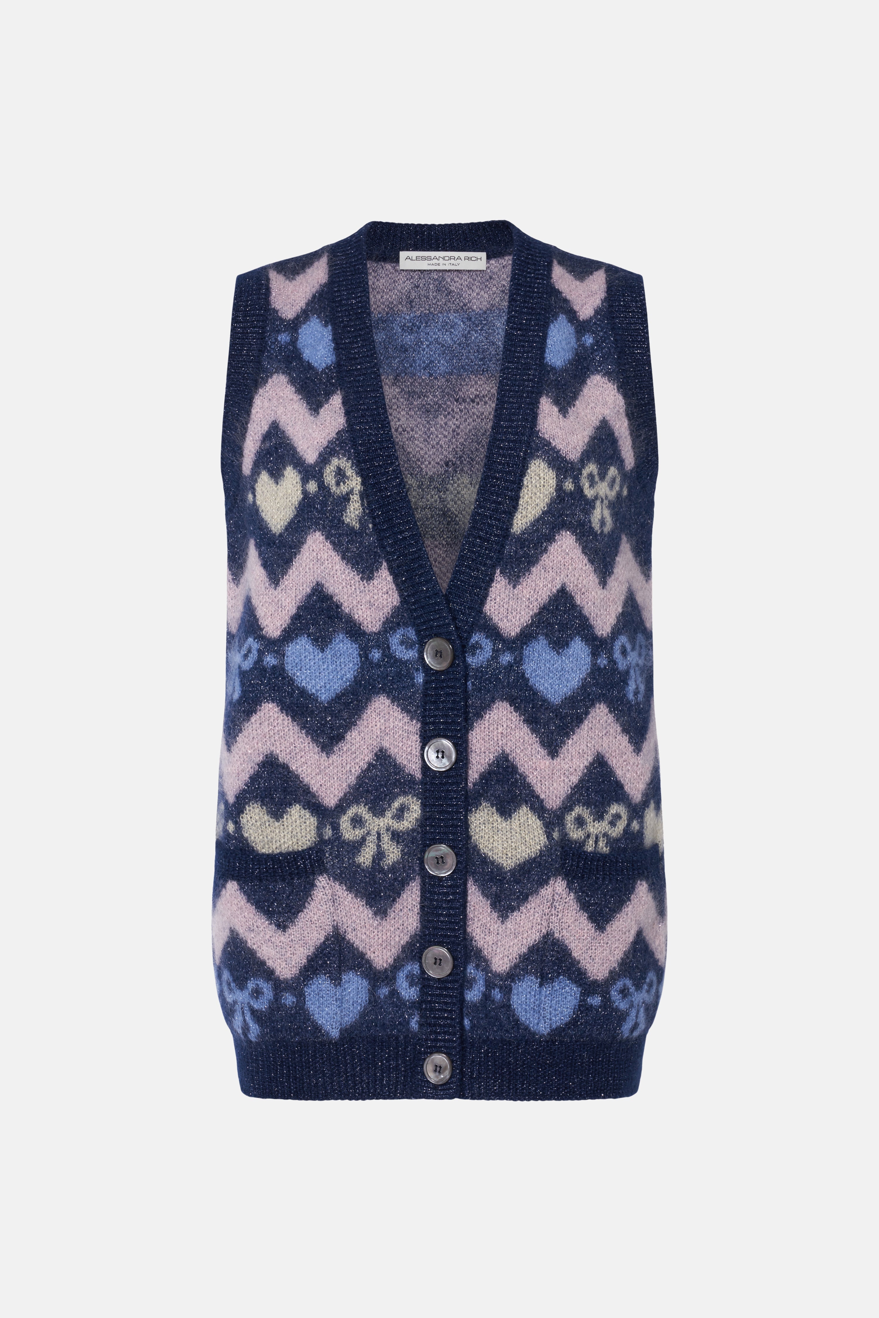 KNITTED MOHAIR VEST WITH LUREX - 1