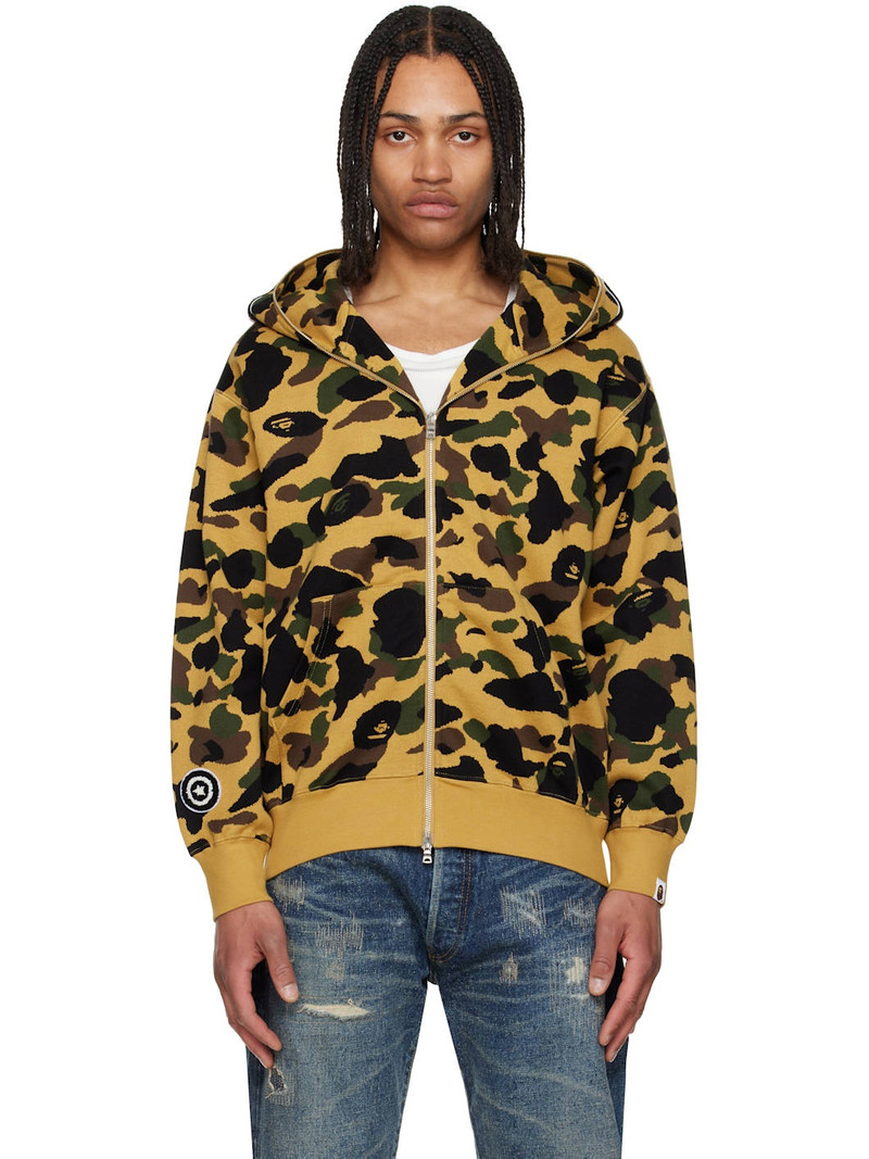 Yellow 1st Camo Jacquard Shark Full Zip Hoodie - 1