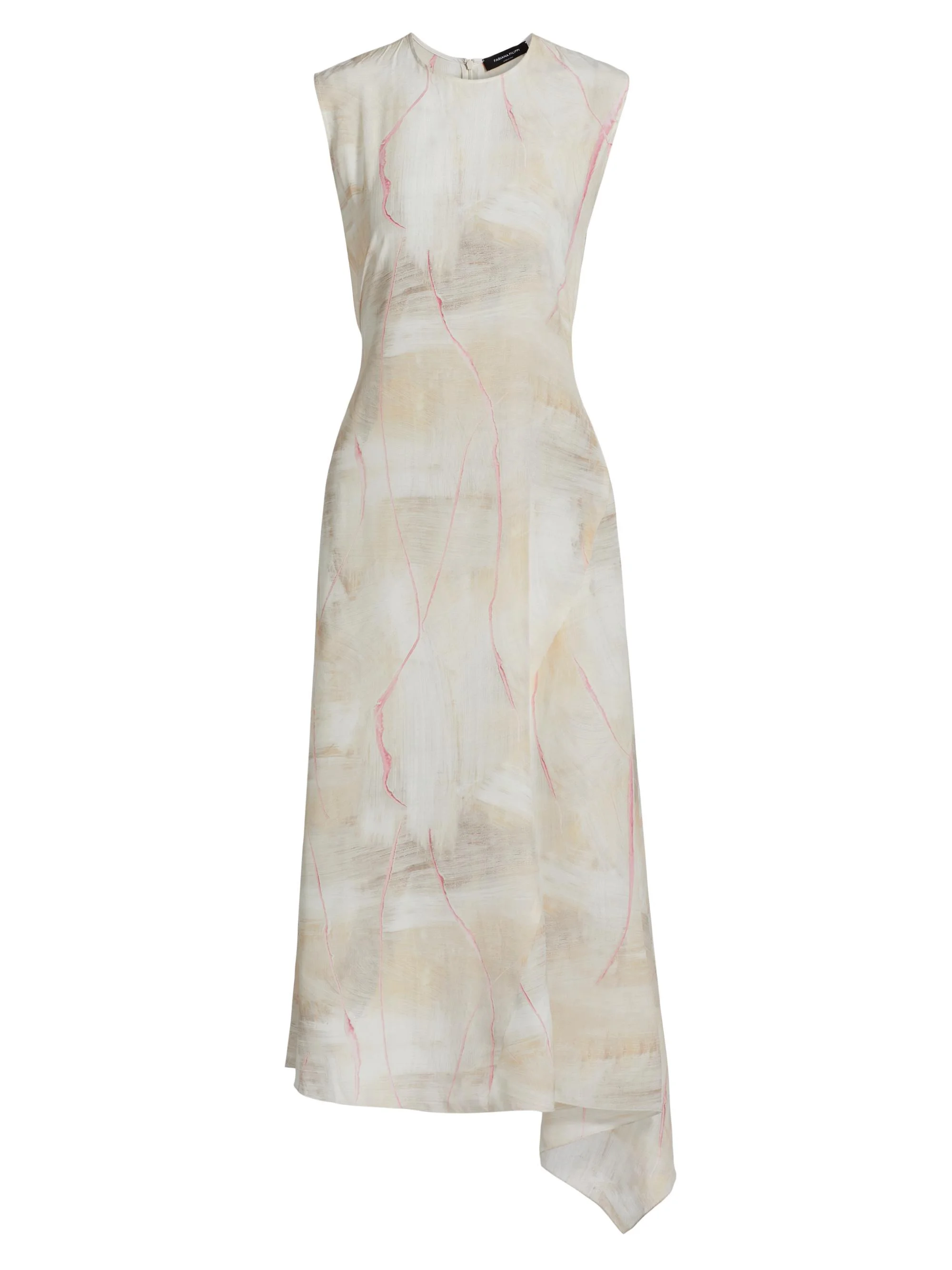 Women's Crepe De Chine Draped Midi-Dress - Natural - 1