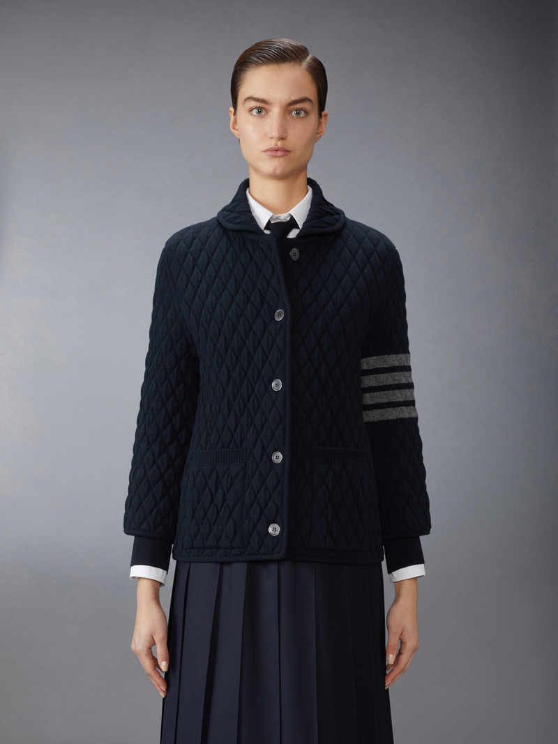 Thom Browne QUILTED KNIT JACQUARD MERINO WOOL 4-BAR WORK JACKET outlook