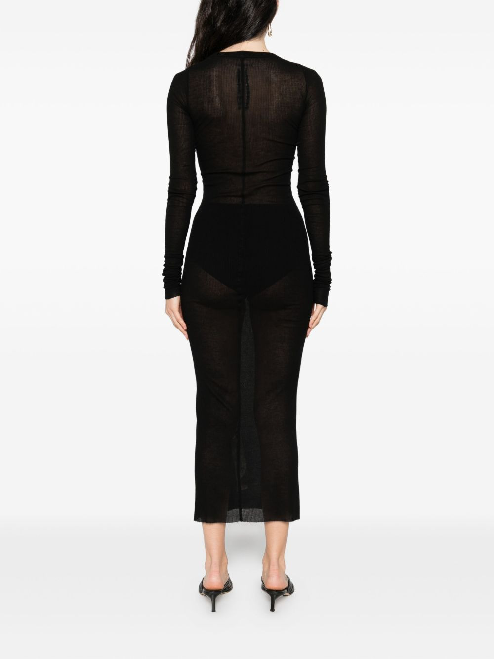 ribbed long-sleeve midi dress - 4