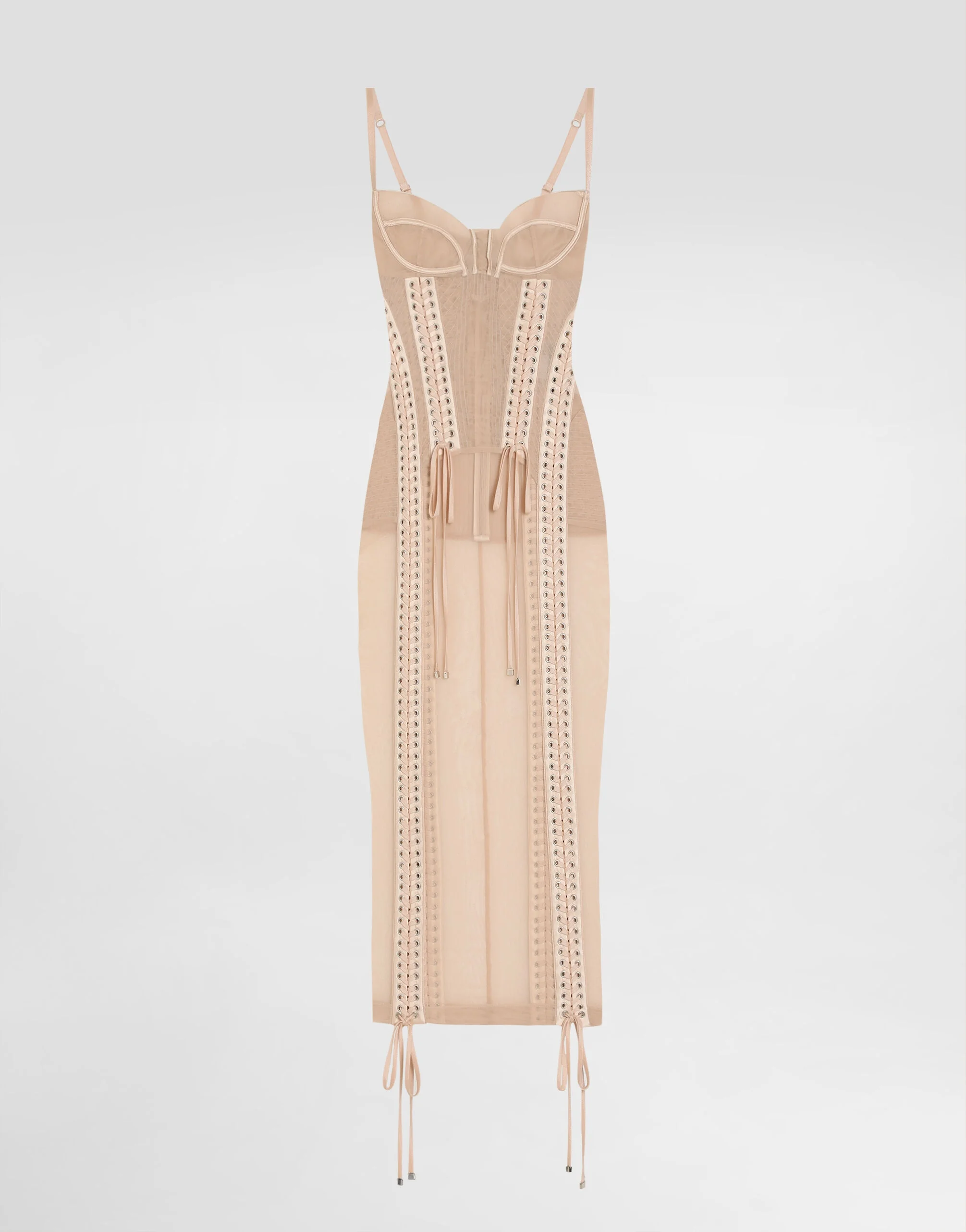 Light tulle calf-length slip dress with corset details - 1