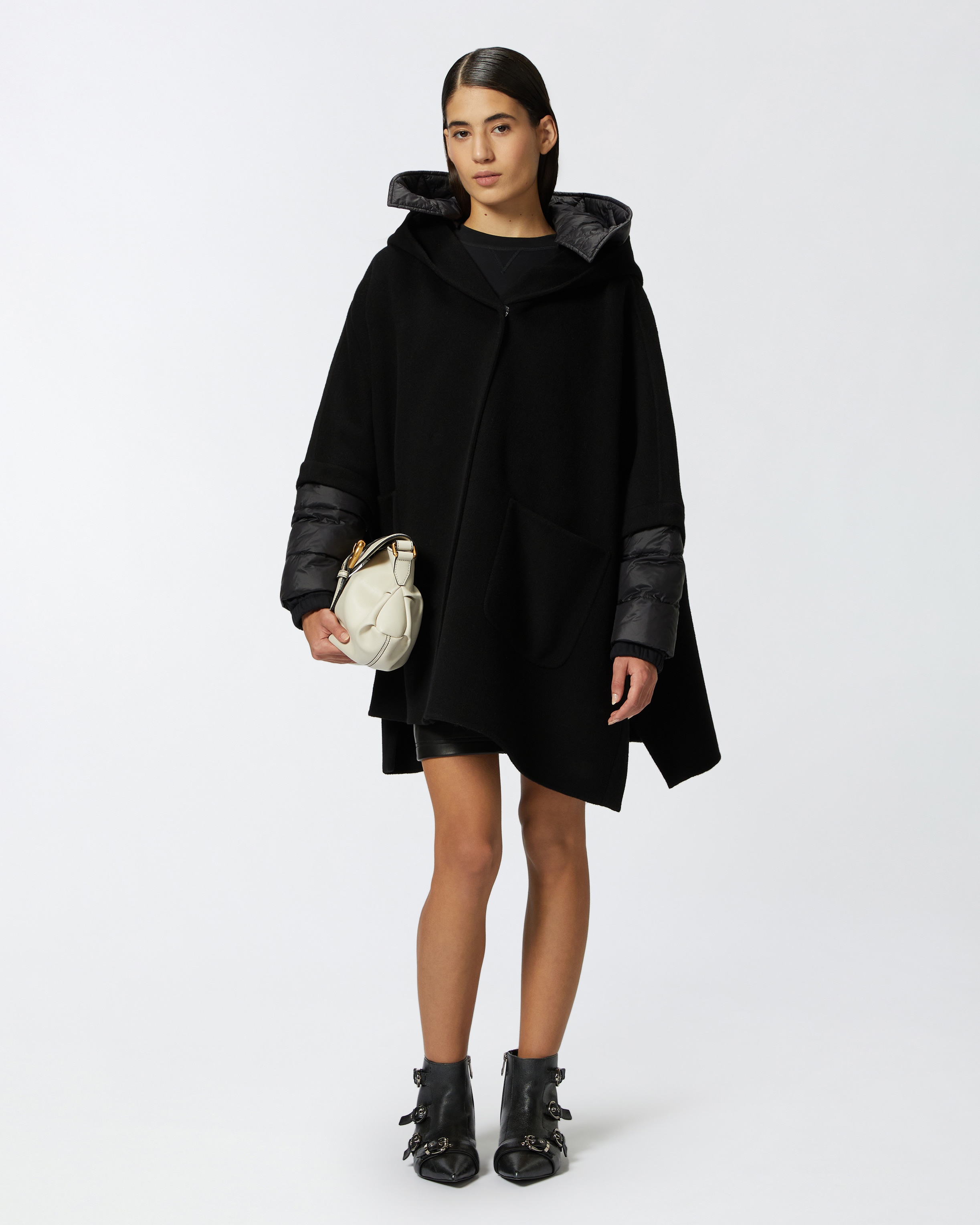 SHORT CAPE COAT WITH PADDED PUFFER - 3