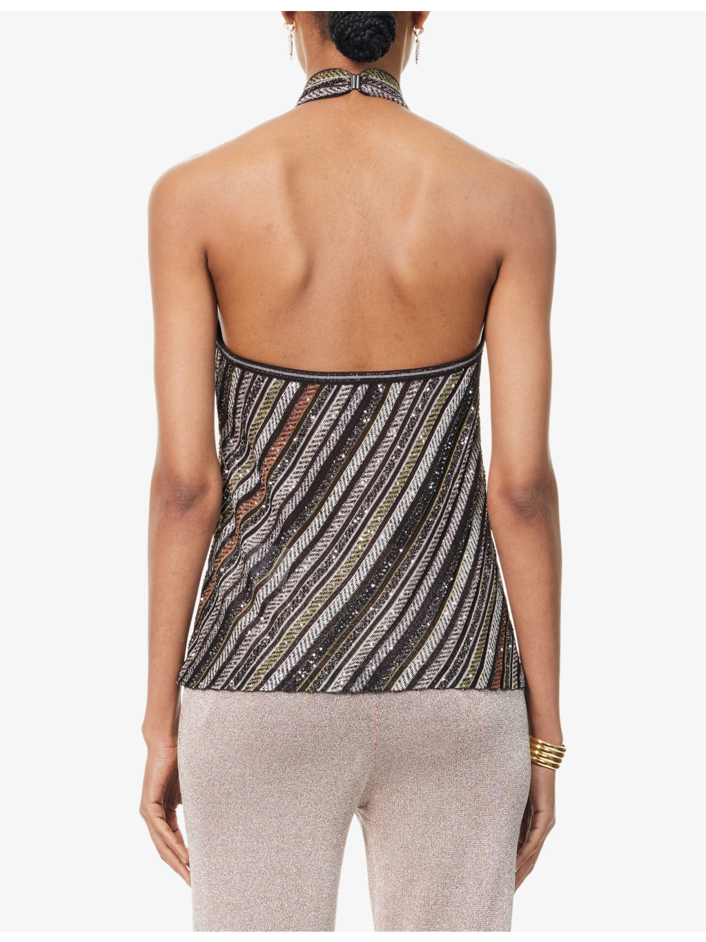 Halterneck Embellished Stretch-Woven Top - 4