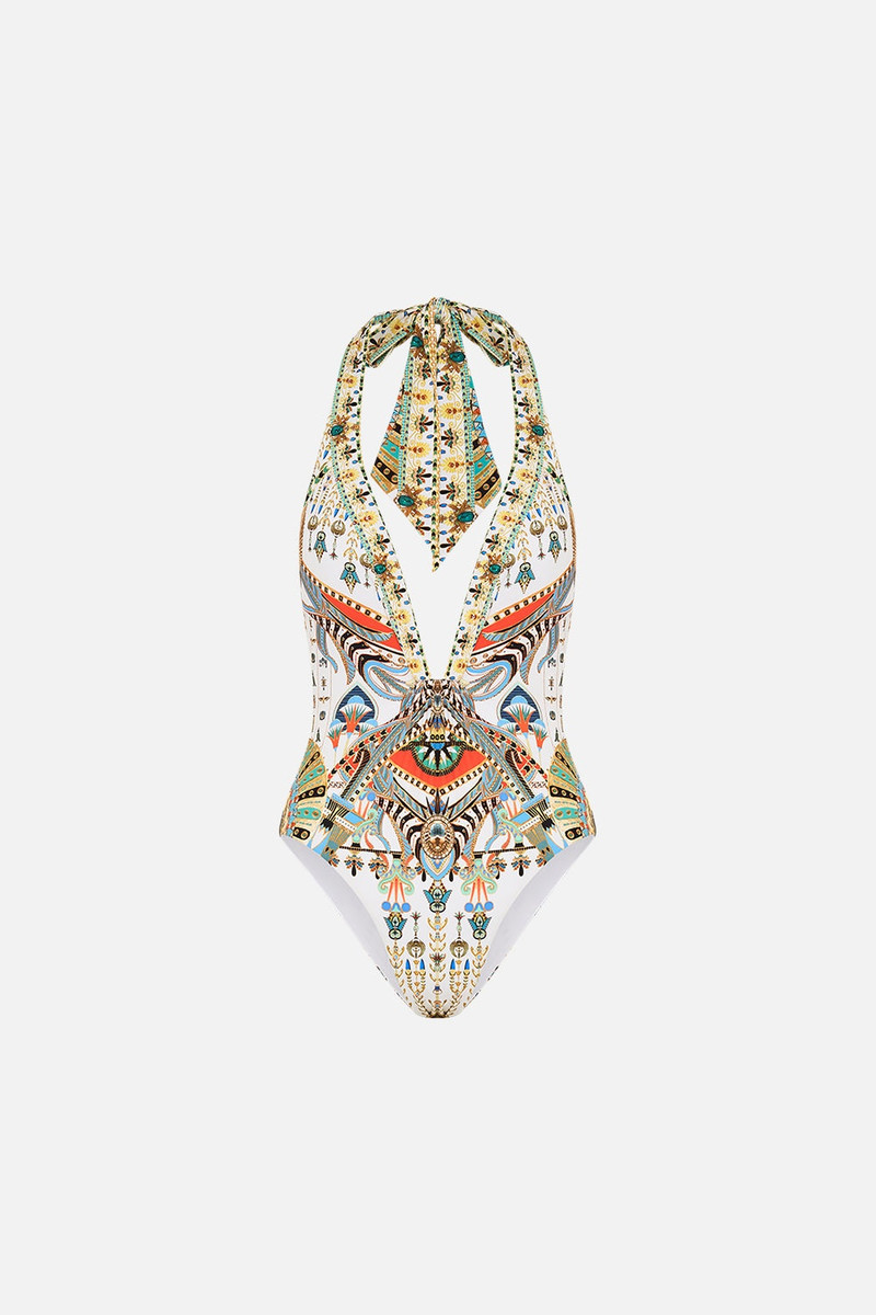 LOW BACK HALTER ONE PIECE WITH TRIM 1