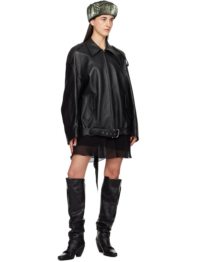 Acne Studios Black Leather Biker Jacket outlook