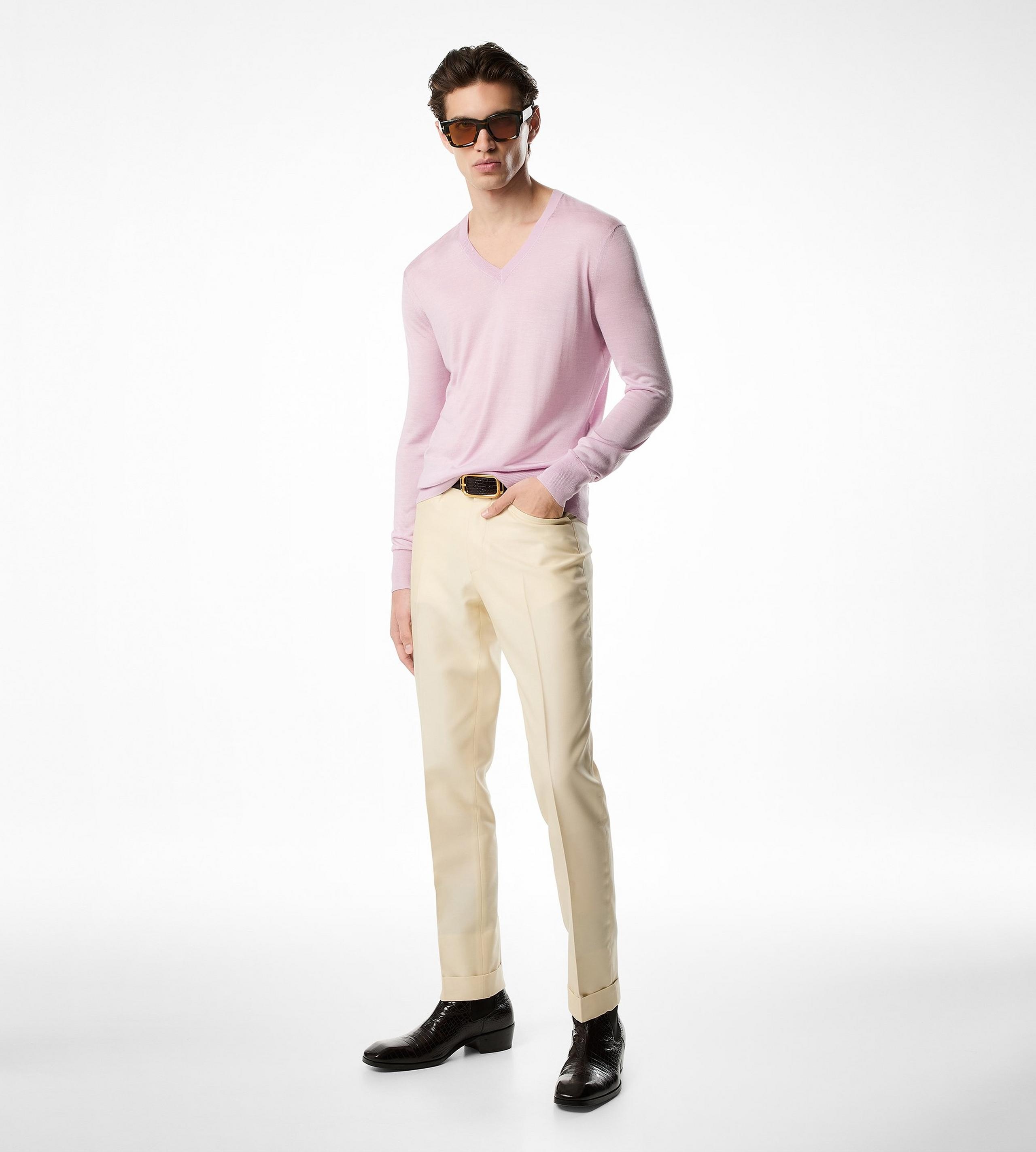 LIGHTWEIGHT SILK BLEND V NECK - 2