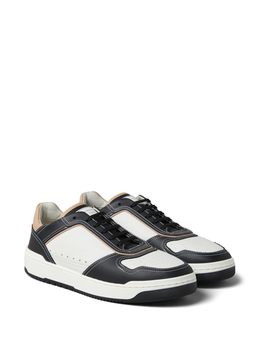 colour-block panelled leather sneakers - 2