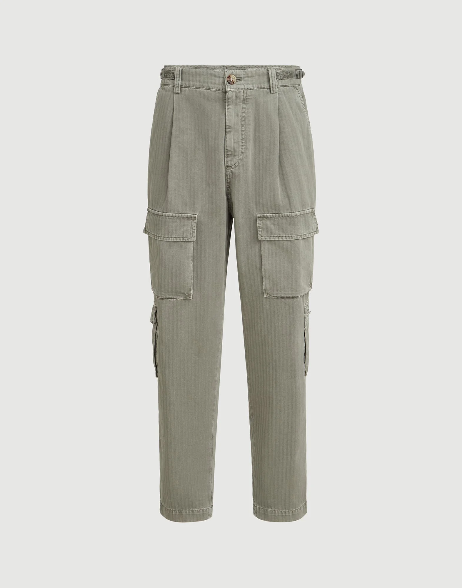Cotton chevron trousers with cargo pockets and waist tabs - 1